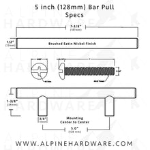 ALPINE HARDWARE Solid Stainless Steel Euro Bar Cabinet & Pantry Handle Pull (1/2-inch Diameter) |  3" (76mm), 3.75"(96mm), & 5"(127mm) 7.50", 12.63", 18.88", 26.50"   Hole Center | Fine-Brushed Satin Gold/Brass Finish