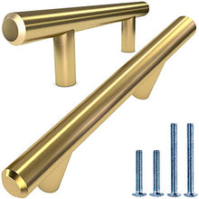 ALPINE HARDWARE Solid Stainless Steel Euro Bar Cabinet & Pantry Handle Pull (1/2-inch Diameter) |  3" (76mm), 3.75"(96mm), & 5"(127mm) 7.50", 12.63", 18.88", 26.50"   Hole Center | Fine-Brushed Satin Gold/Brass Finish