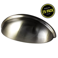 Cabinet Hardware Bin Cup Round Knob Drawer Handle Pull - 3" Inch (76mm) Hole Centers (Satin Nickel)