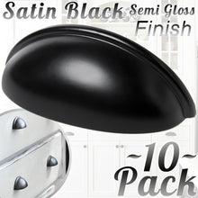 Cabinet Hardware Bin Cup Drawer Handle Pull - 3" Inch (76mm) Hole Centers (Satin Black)