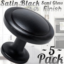 Cabinet Hardware Round Knob - 1-1/4" Diameter (Satin Black)