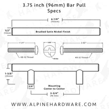 ALPINE HARDWARE Solid Stainless Steel Euro Bar Cabinet & Pantry Handle Pull (1/2-inch Diameter) | 3" & 3.75" & 5" & 18.88" & 26.50" Hole Center | Polished Chrome Finish