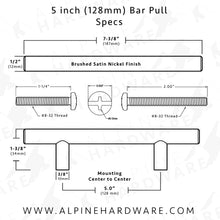 ALPINE HARDWARE Solid Stainless Steel Euro Bar Cabinet & Pantry Handle Pull (1/2-inch Diameter) | 3" & 3.75" & 5" & 18.88" & 26.50" Hole Center | Polished Chrome Finish