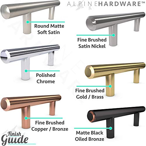 ALPINE HARDWARE Solid Stainless Steel Euro Bar & Pantry Handle
