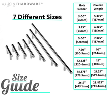 ALPINE HARDWARE Solid Stainless Steel Euro Bar Cabinet & Pantry Handle Pull (1/2-inch Diameter) | 3" & 3.75" & 5" & 18.88" & 26.50" Hole Center | Polished Chrome Finish