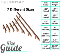 ALPINE HARDWARE Solid Stainless Steel Euro Bar Cabinet & Pantry Handle Pull (1/2-inch Diameter) | 3" (76mm), 3.75"(96mm), & 5"(127mm) 7.50", 12.63", 18.88", 26.50" Hole Center | Fine-Brushed Satin Copper/Bronze Finish