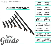 ALPINE HARDWARE Solid Stainless Steel Euro Bar Cabinet & Pantry Handle Pull (1/2-inch Diameter) | 3" & 3.75" & 5" & 18.88" & 26.50" Hole Center | Oil - Rubbed Bronze Finish