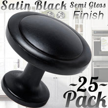 Cabinet Hardware Round Knob - 1-1/4" Diameter (Satin Black)