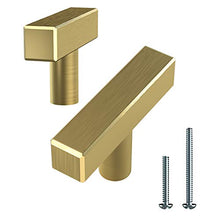 Alpine Hardware | T-Knobs | Kitchen Cabinet Hardware/Dresser Drawer Handles ([2" Length] Square Gold/Brass T-Knob, 5 Pack, 25 Pack)