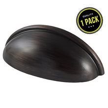 Cabinet Hardware Bin Cup Drawer Handle Pull - 3" Inch (76mm) Hole Centers (Oil Rubbed Bronze)