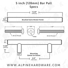 ALPINE HARDWARE Solid Stainless Steel Euro Bar Cabinet & Pantry Handle Pull (1/2-inch Diameter) | 3" & 3.75" & 5" & 18.88" & 26.50" Hole Center | Oil - Rubbed Bronze Finish