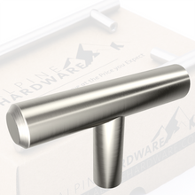 Alpine Hardware | 5 Pack, 10 Pack, 25 Pack ~ 1 3/4" Length | Fine-Brushed Satin Nickel Finish | Solid Steel T-Knob Pull