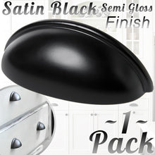 Cabinet Hardware Bin Cup Drawer Handle Pull - 3" Inch (76mm) Hole Centers (Satin Black)