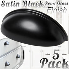 Cabinet Hardware Bin Cup Drawer Handle Pull - 3" Inch (76mm) Hole Centers (Satin Black)