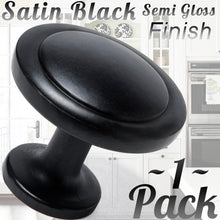 Cabinet Hardware Round Knob - 1-1/4" Diameter (Satin Black)